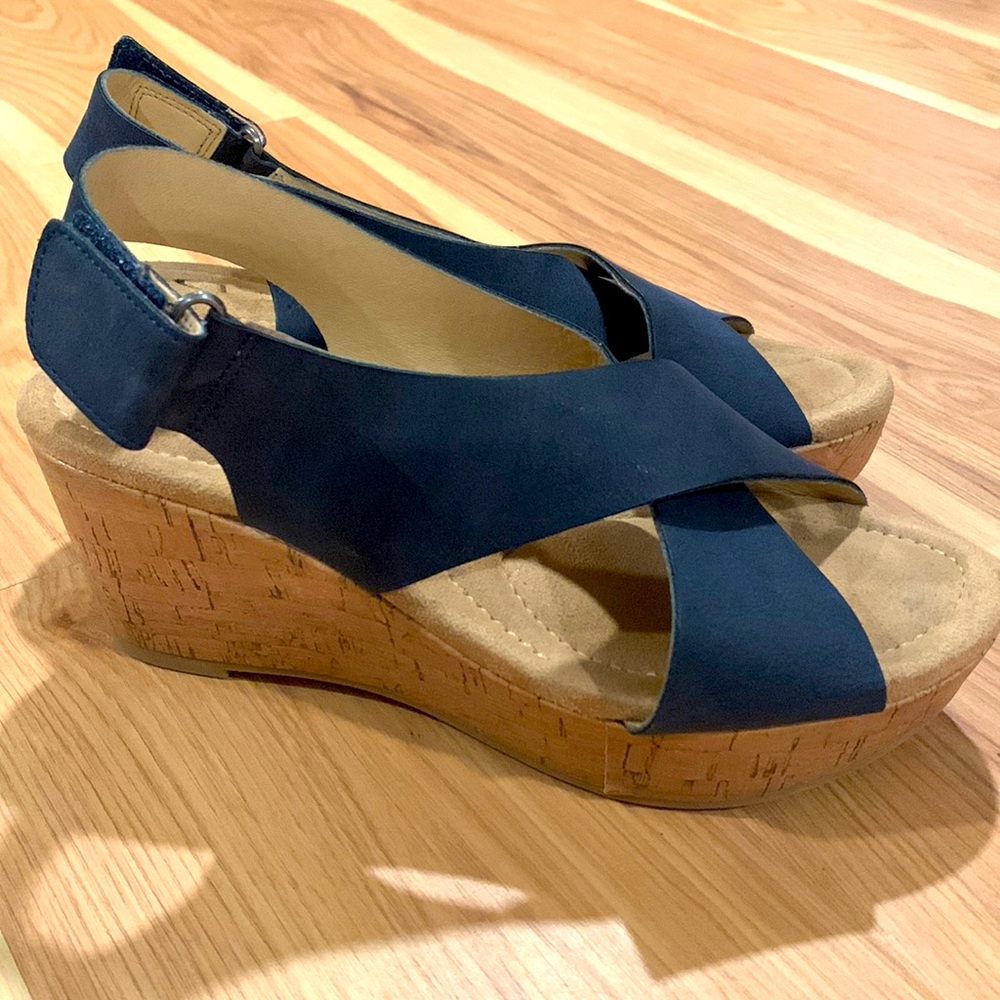 Navy Blue 3 inch wedge. Lightly worn